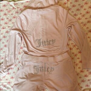 Juicy Couture Pink Velour Hoodie and Pants Set